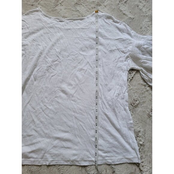 14th Union Light White Flutter Banded Sleeve Crew Neck Tshirt NWT Sz M - Picture 10 of 12